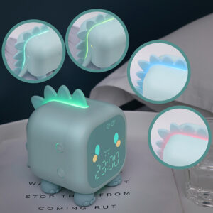 Children'S Creative Electronic Clock, Cartoon Dinosaur Small Alarm Clock, Wake Up Light, Sound Control Alarm Clock